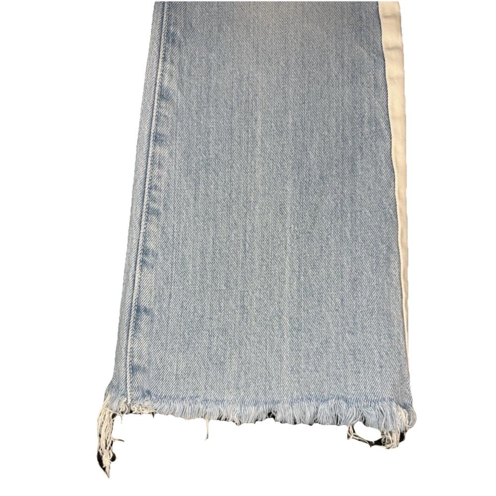 FRAME Le Crop Mini Boot Jeans Womens 24 Blue White Stripe Raw Hem Flare Cropped - Picture 5 of 16